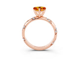 Rose gold Heart Cut Solitaire Diamond Engagement Ring with Twisted Pave Band and Four-Prong Setting_3