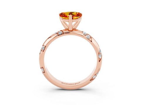 Rose gold Heart Cut Solitaire Diamond Engagement Ring with Twisted Pave Band and Four-Prong Setting_3