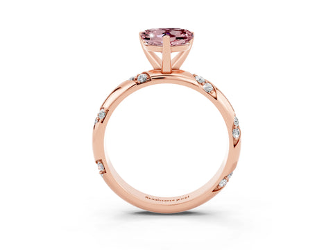 Rose gold Heart Cut Solitaire Diamond Engagement Ring with Twisted Pave Band and Four-Prong Setting_3