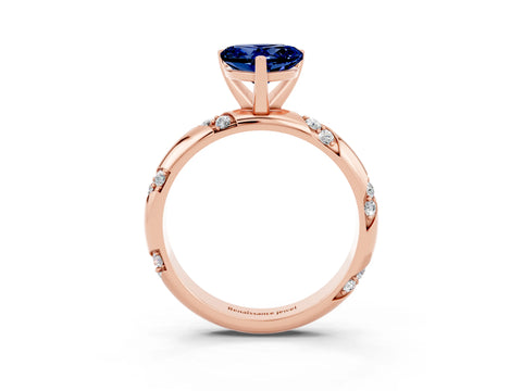 Rose gold Heart Cut Solitaire Diamond Engagement Ring with Twisted Pave Band and Four-Prong Setting_3