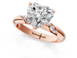 Rose gold Heart Cut Solitaire Diamond Engagement Ring with Twisted Pave Band and Four-Prong Setting_4