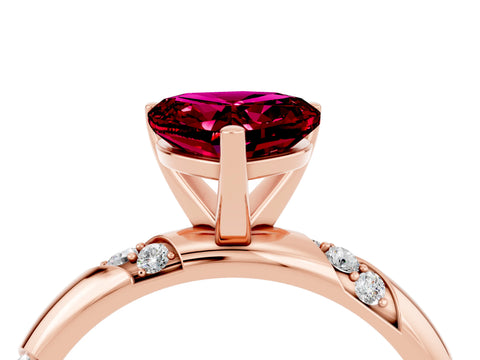 Rose gold Heart Cut Solitaire Diamond Engagement Ring with Twisted Pave Band and Four-Prong Setting_4