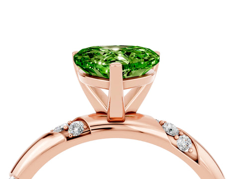Rose gold Heart Cut Solitaire Diamond Engagement Ring with Twisted Pave Band and Four-Prong Setting_4