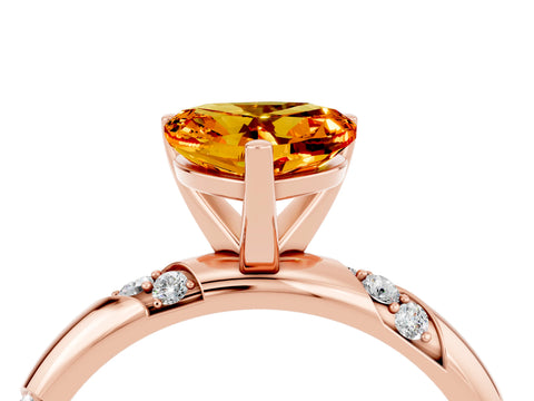 Rose gold Heart Cut Solitaire Diamond Engagement Ring with Twisted Pave Band and Four-Prong Setting_4