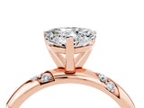 Rose gold Heart Cut Solitaire Diamond Engagement Ring with Twisted Pave Band and Four-Prong Setting_4