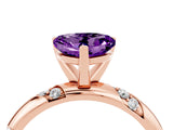 Rose gold Heart Cut Solitaire Diamond Engagement Ring with Twisted Pave Band and Four-Prong Setting_4