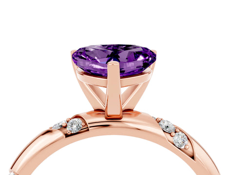 Rose gold Heart Cut Solitaire Diamond Engagement Ring with Twisted Pave Band and Four-Prong Setting_4