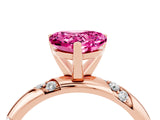 Rose gold Heart Cut Solitaire Diamond Engagement Ring with Twisted Pave Band and Four-Prong Setting_4