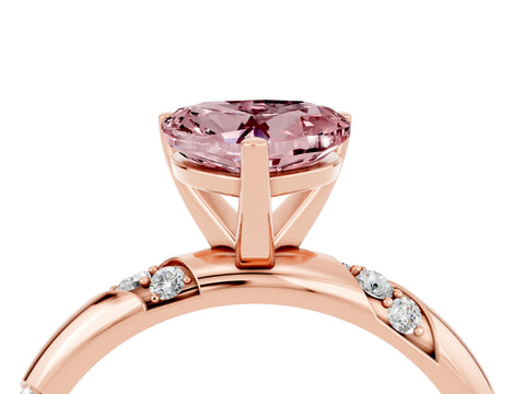 Rose gold Heart Cut Solitaire Diamond Engagement Ring with Twisted Pave Band and Four-Prong Setting_4