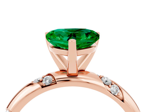 Rose gold Heart Cut Solitaire Diamond Engagement Ring with Twisted Pave Band and Four-Prong Setting_4