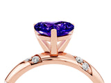 Rose gold Heart Cut Solitaire Diamond Engagement Ring with Twisted Pave Band and Four-Prong Setting_4