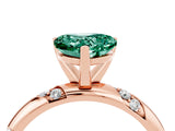 Rose gold Heart Cut Solitaire Diamond Engagement Ring with Twisted Pave Band and Four-Prong Setting_4