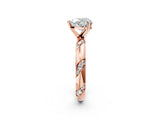 Rose gold Heart Cut Solitaire Diamond Engagement Ring with Twisted Pave Band and Four-Prong Setting_5