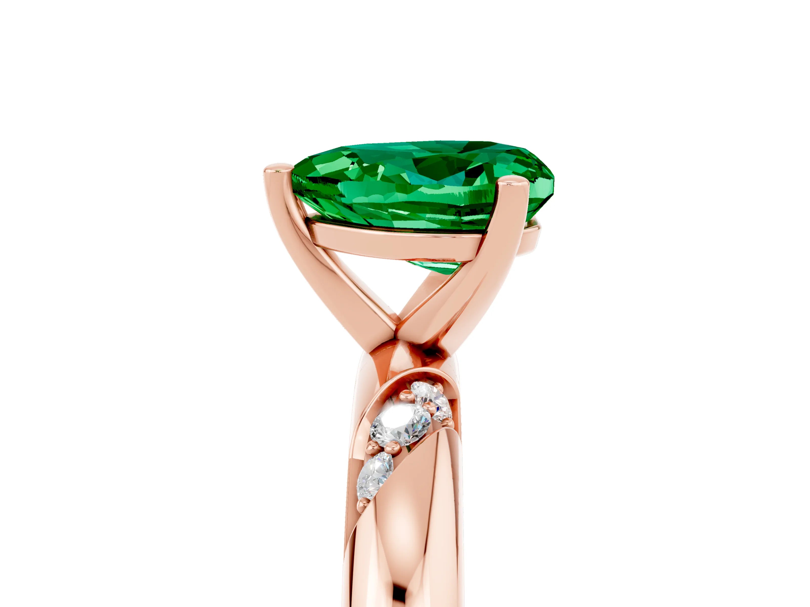 Rose gold Heart Cut Solitaire Diamond Engagement Ring with Twisted Pave Band and Four-Prong Setting_5