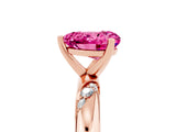 Rose gold Heart Cut Solitaire Diamond Engagement Ring with Twisted Pave Band and Four-Prong Setting_5