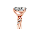 Rose gold Heart Cut Solitaire Diamond Engagement Ring with Twisted Pave Band and Four-Prong Setting_5