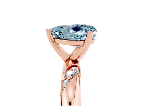 Rose gold Heart Cut Solitaire Diamond Engagement Ring with Twisted Pave Band and Four-Prong Setting_5