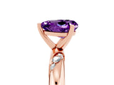 Rose gold Heart Cut Solitaire Diamond Engagement Ring with Twisted Pave Band and Four-Prong Setting_5