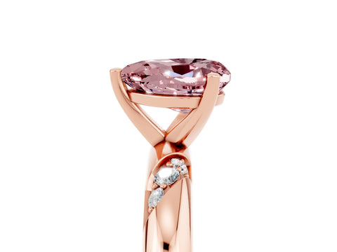 Rose gold Heart Cut Solitaire Diamond Engagement Ring with Twisted Pave Band and Four-Prong Setting_5