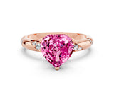 Rose gold Heart Cut Solitaire Diamond Engagement Ring with Twisted Pave Band and Four-Prong Setting
