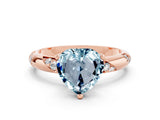 Rose gold Heart Cut Solitaire Diamond Engagement Ring with Twisted Pave Band and Four-Prong Setting