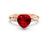 Rose gold Heart Cut Solitaire Diamond Engagement Ring with Twisted Pave Band and Four-Prong Setting