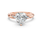 Rose gold Heart Cut Solitaire Diamond Engagement Ring with Twisted Pave Band and Four-Prong Setting
