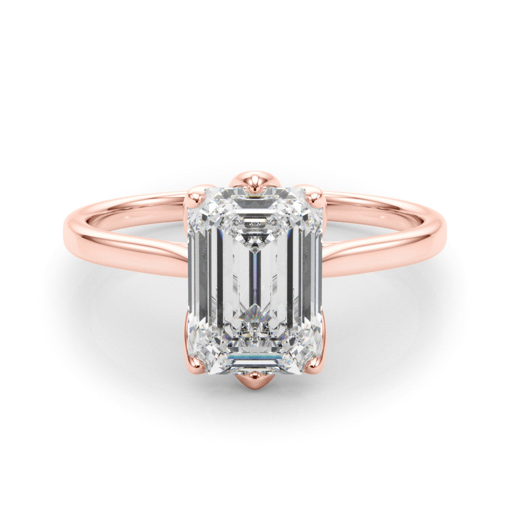 Rose gold Heart Cut Solitaire Diamond Ring with Four-Prong Setting and Classic Band