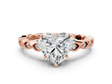 Rose gold Heart Cut Solitaire Diamond Ring with Infinity Twist Band and Four-Prong Setting_13