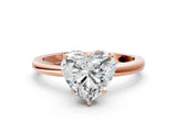 Rose gold Heart Cut Solitaire Diamond Ring with Prong Setting and Plain Band_3