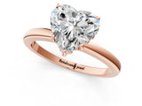 Rose gold Heart Cut Solitaire Diamond Ring with Prong Setting and Plain Band_4