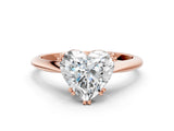 Rose gold Heart Cut Solitaire Diamond Ring with Six-Prong Setting and Classic Band_12