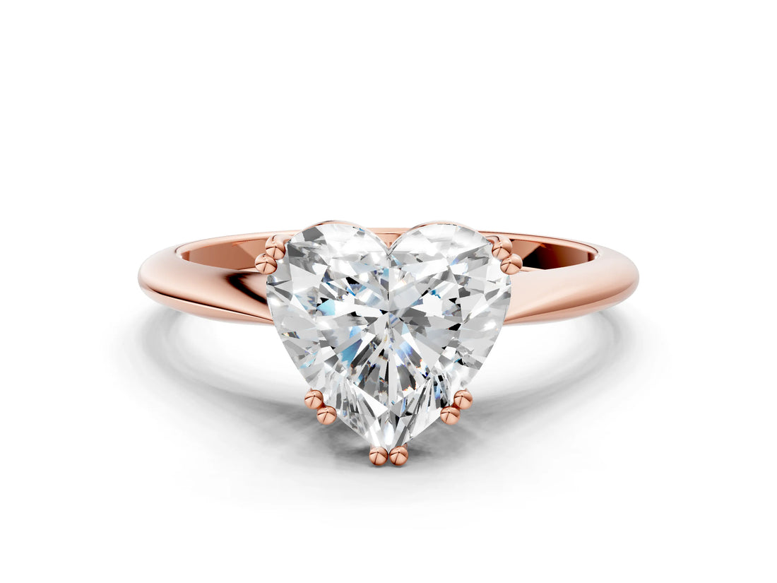 Rose gold Heart Cut Solitaire Diamond Ring with Six-Prong Setting and Classic Band_3