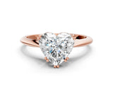 Rose gold Heart Cut Solitaire Diamond Ring with Six-Prong Setting and Classic Band_3