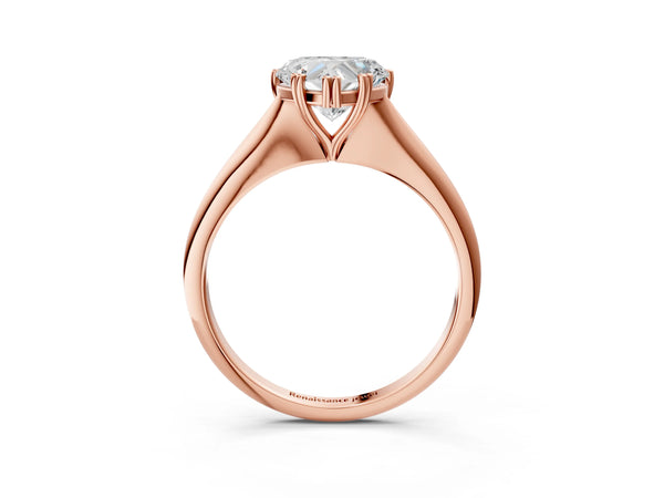Rose gold Heart Cut Solitaire Diamond Ring with Six-Prong Setting and Classic Band