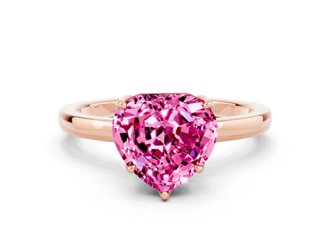 Rose gold Heart Cut Solitaire Diamond Ring with Thin Band and Four-Prong Setting