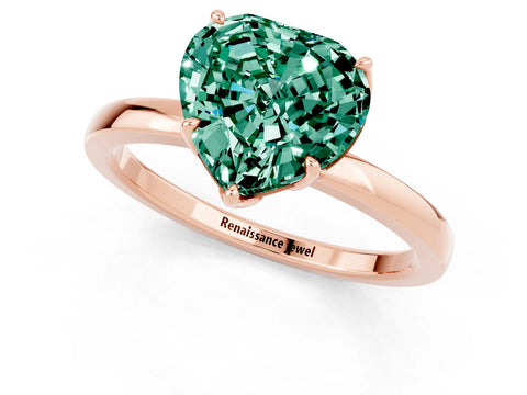 Rose gold Heart Cut Solitaire Diamond Ring with Thin Band and Four-Prong Setting_1