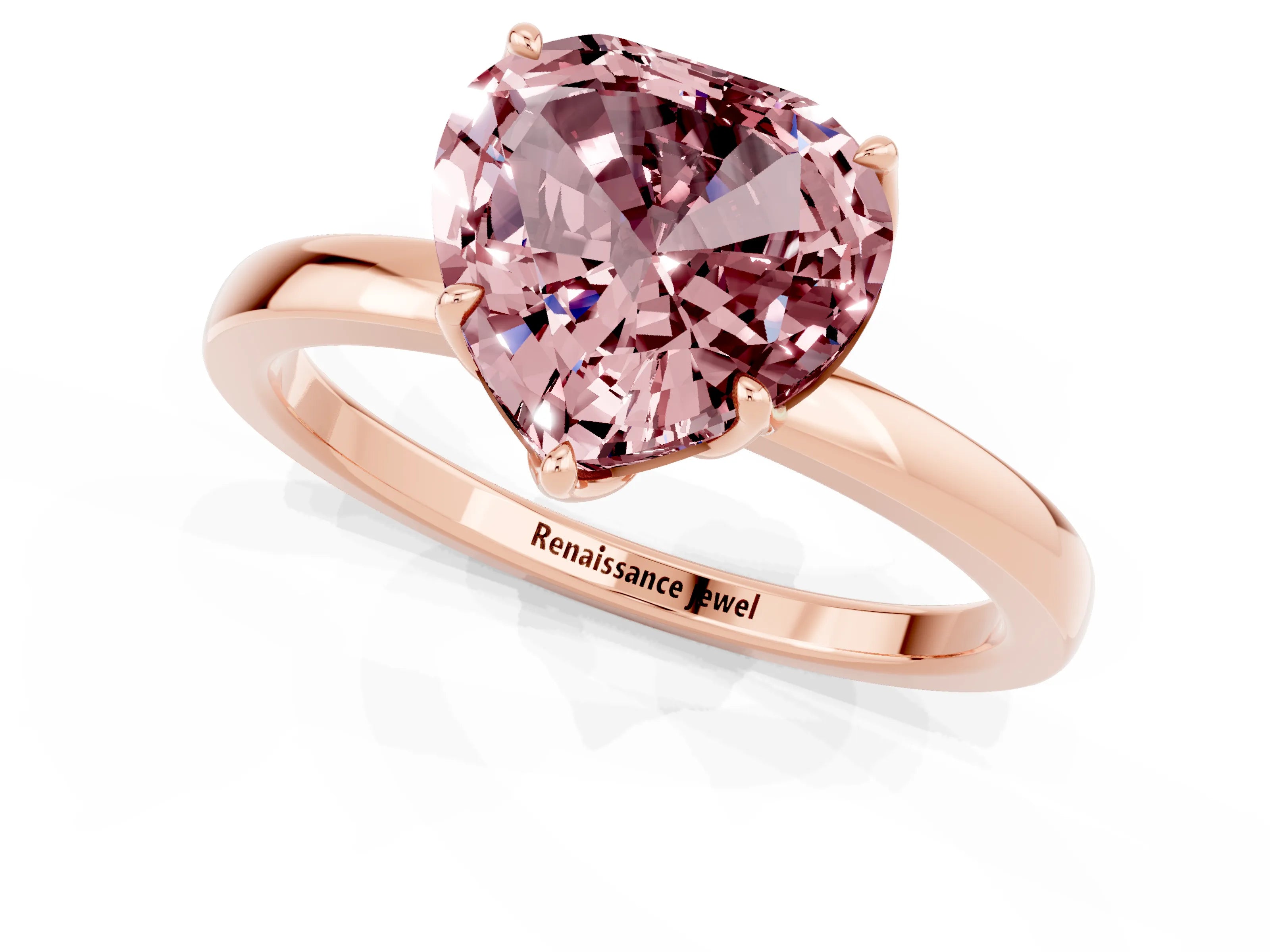 Rose gold Heart Cut Solitaire Diamond Ring with Thin Band and Four-Prong Setting_1