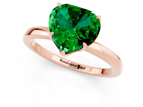Rose gold Heart Cut Solitaire Diamond Ring with Thin Band and Four-Prong Setting_1
