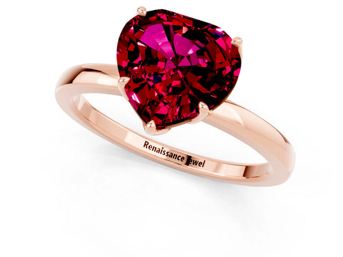 Rose gold Heart Cut Solitaire Diamond Ring with Thin Band and Four-Prong Setting_1