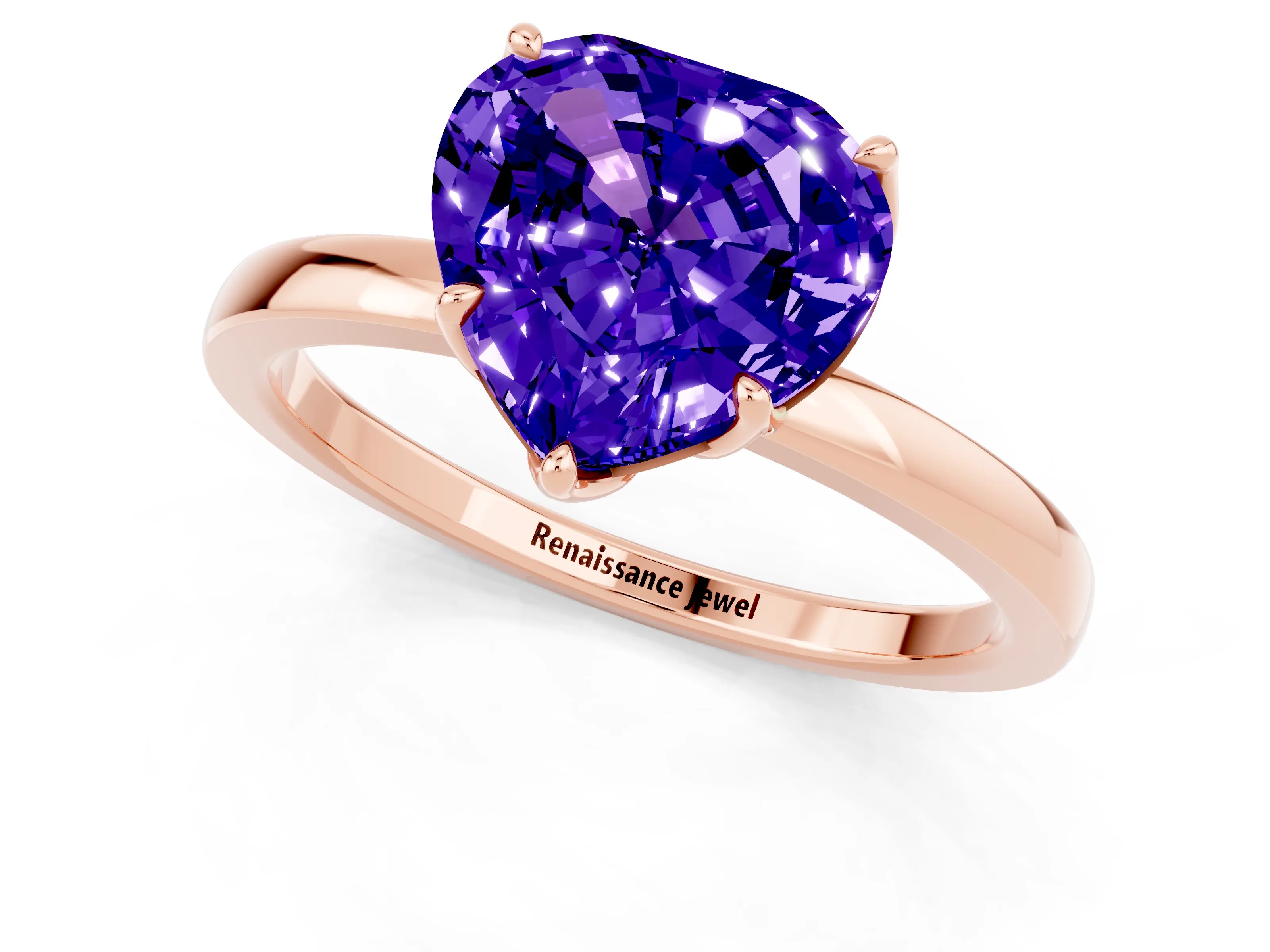 Rose gold Heart Cut Solitaire Diamond Ring with Thin Band and Four-Prong Setting_1