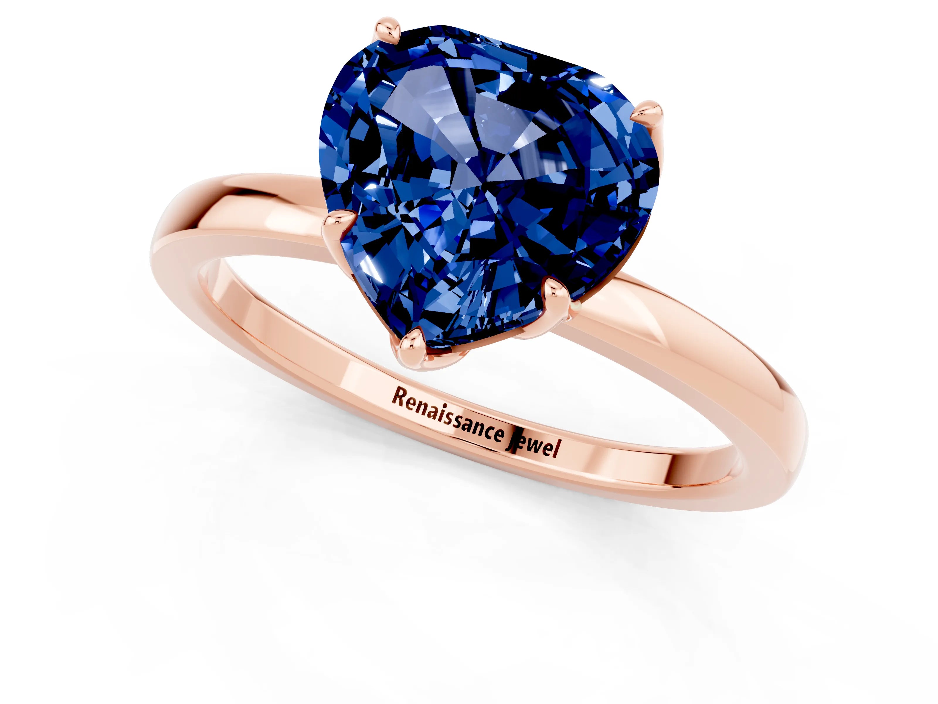 Rose gold Heart Cut Solitaire Diamond Ring with Thin Band and Four-Prong Setting_1