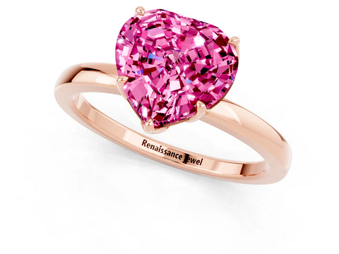 Rose gold Heart Cut Solitaire Diamond Ring with Thin Band and Four-Prong Setting_1