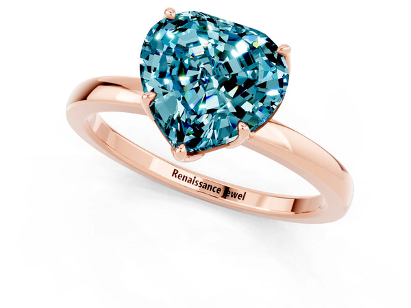 Rose gold Heart Cut Solitaire Diamond Ring with Thin Band and Four-Prong Setting