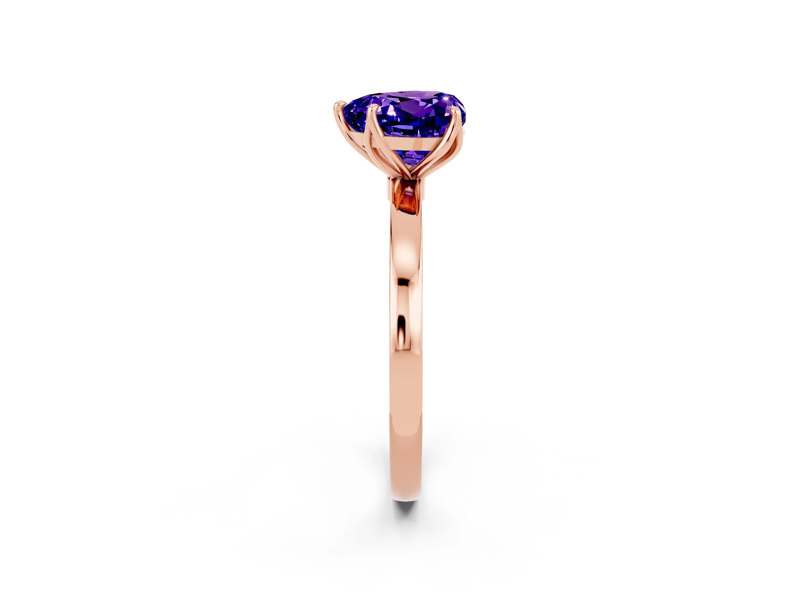 Rose gold Heart Cut Solitaire Diamond Ring with Thin Band and Four-Prong Setting_2