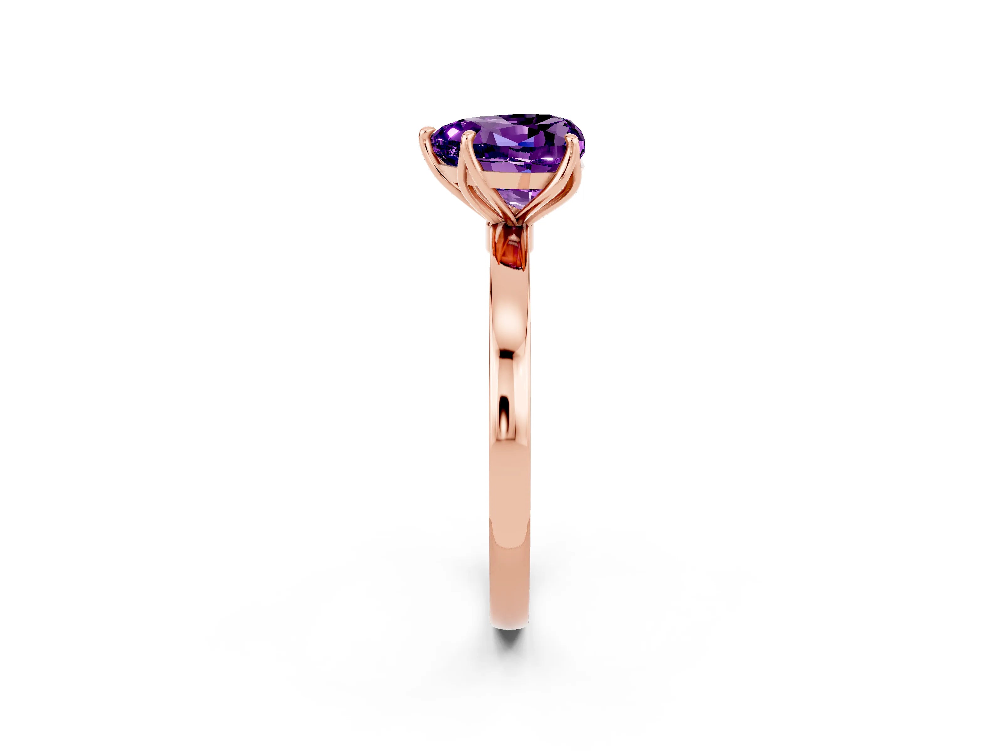 Rose gold Heart Cut Solitaire Diamond Ring with Thin Band and Four-Prong Setting_2