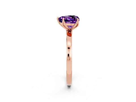 Rose gold Heart Cut Solitaire Diamond Ring with Thin Band and Four-Prong Setting_2