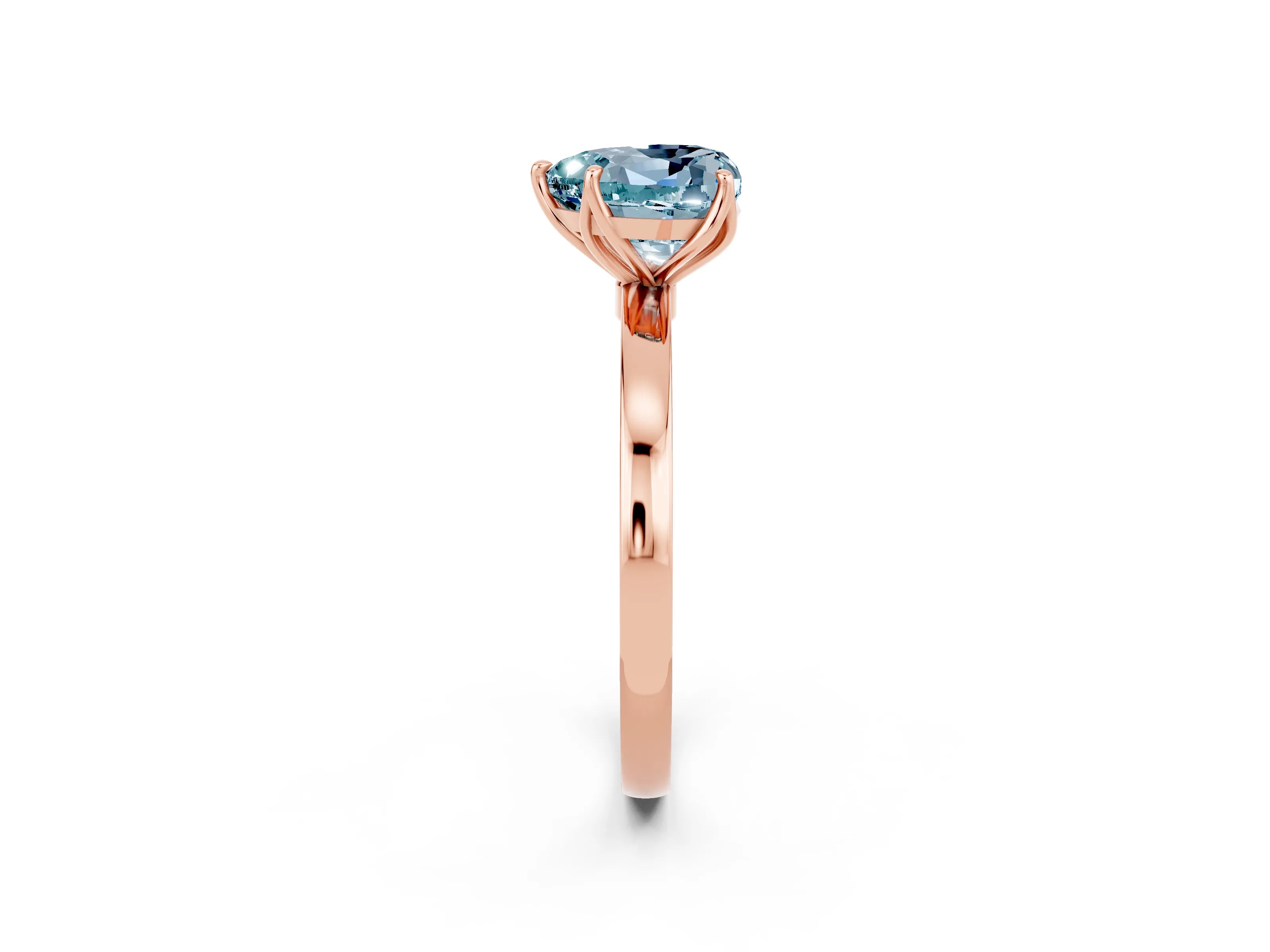 Rose gold Heart Cut Solitaire Diamond Ring with Thin Band and Four-Prong Setting_2