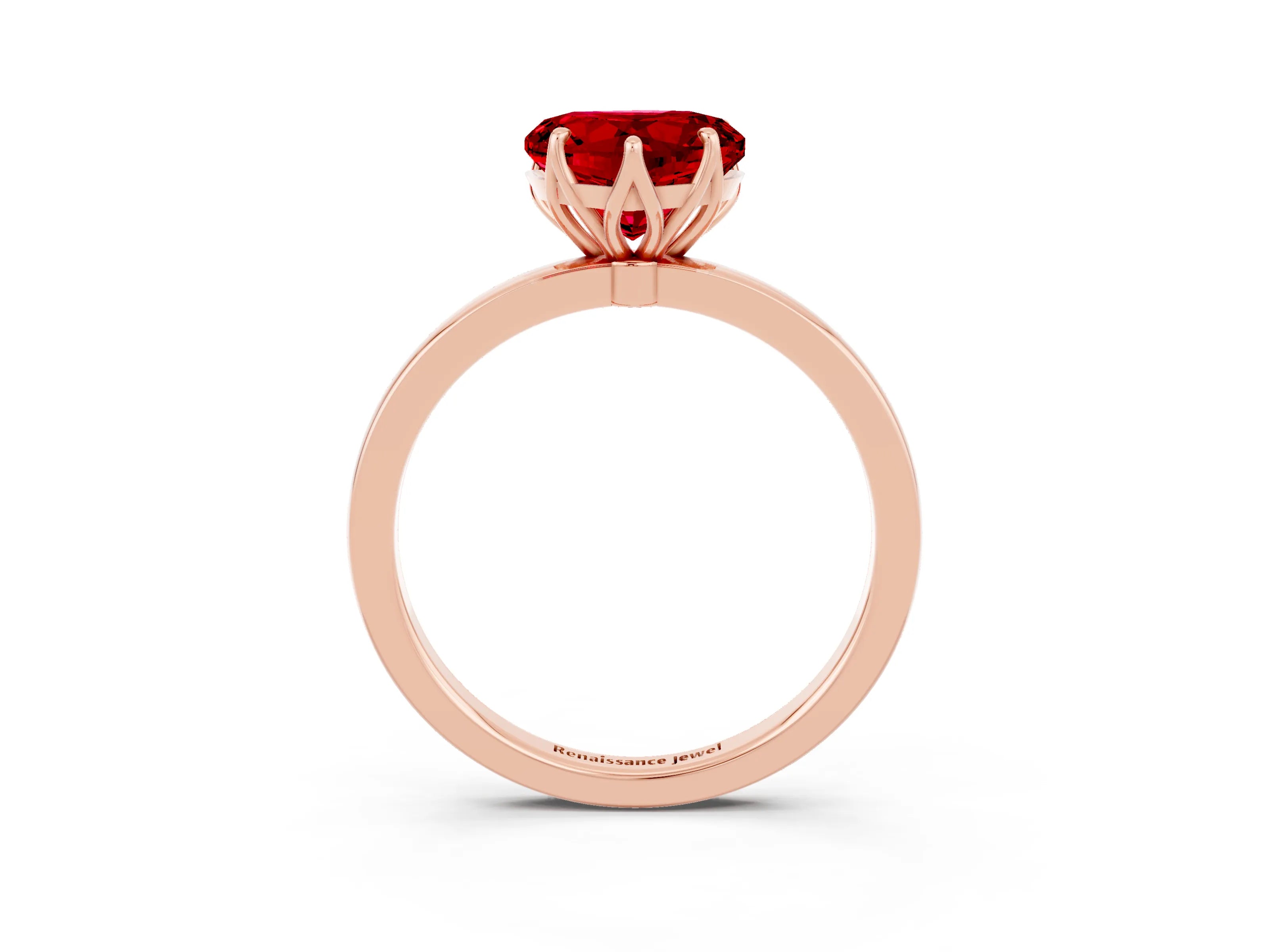 Rose gold Heart Cut Solitaire Diamond Ring with Thin Band and Four-Prong Setting_3