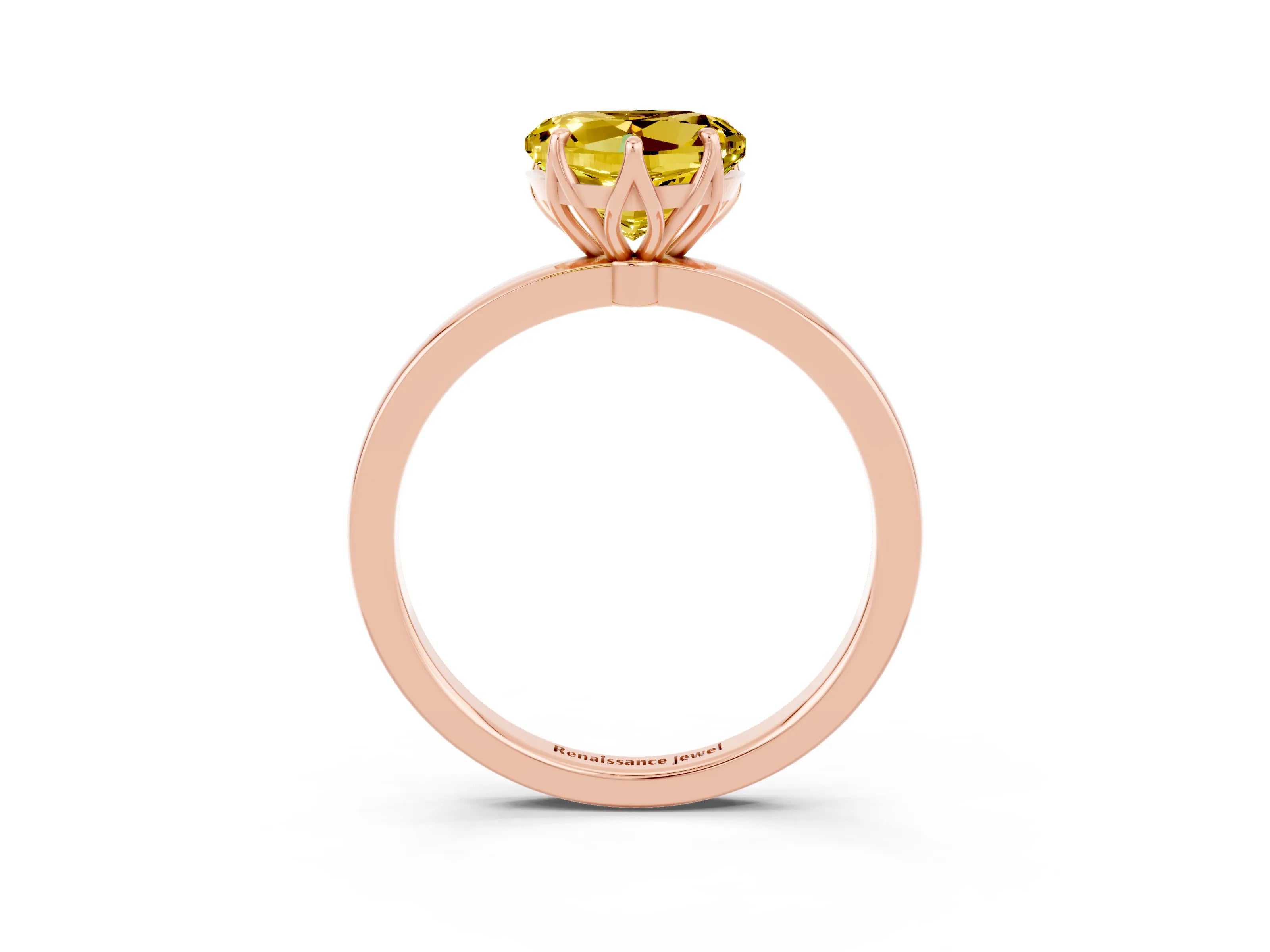 Rose gold Heart Cut Solitaire Diamond Ring with Thin Band and Four-Prong Setting_3